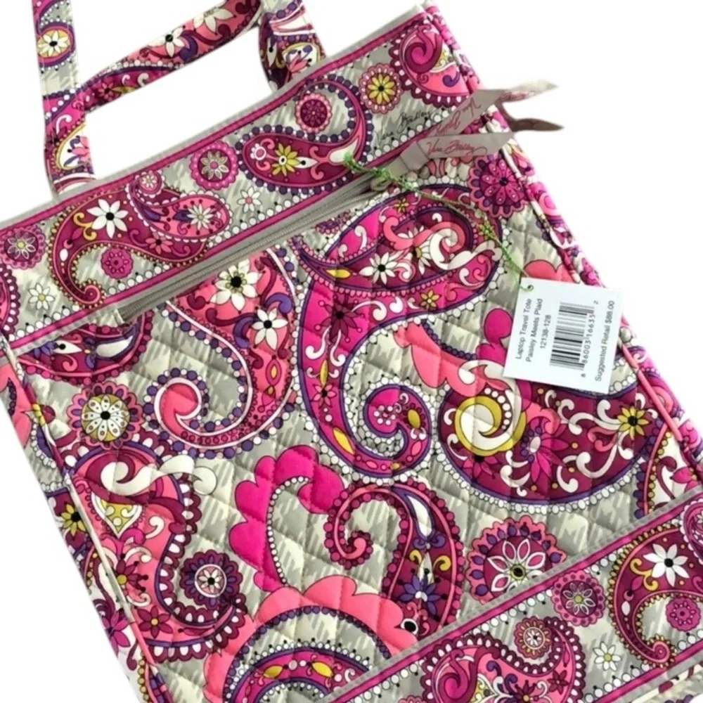NWT VERA BRADLEY LAPTOP TRAVEL TOTE “PAISLEY MEETS PLAID” PATTERN